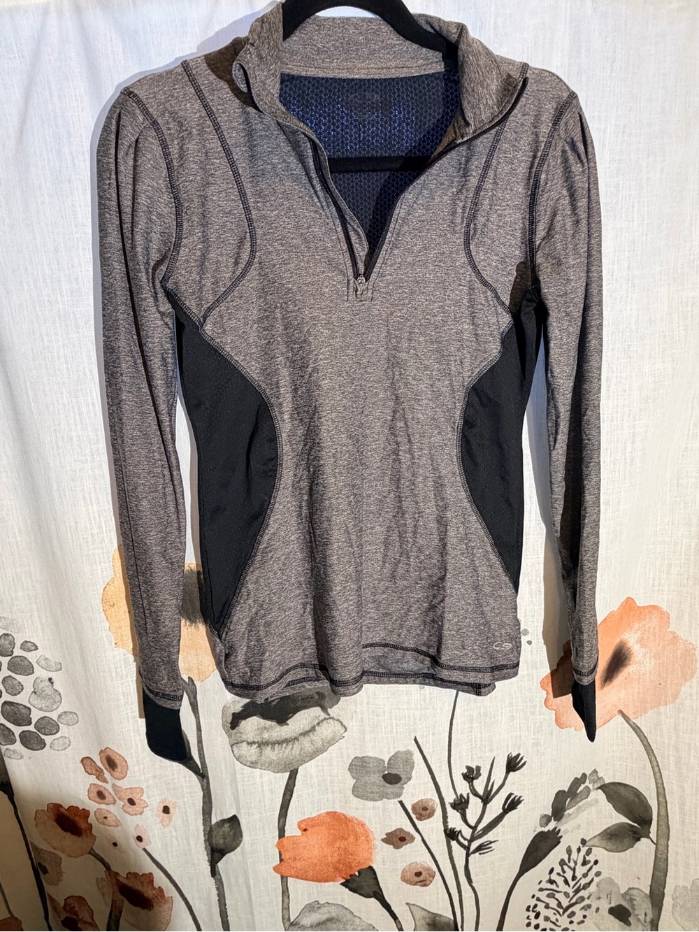 Athletic Works Gray Heather Half-Zip Performance Pullover with Black Panels - Picture 3 of 11
